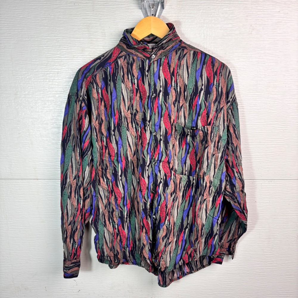Vintage Goouch Rayon Abstract Shirt 90s Multicolor Button Up Large